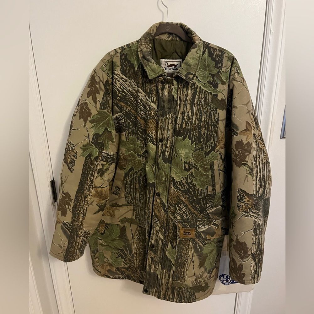 Duxbak Hunting Jacket Vintage RealTree Camo Quilted Mens Long Camouflage Coat XL